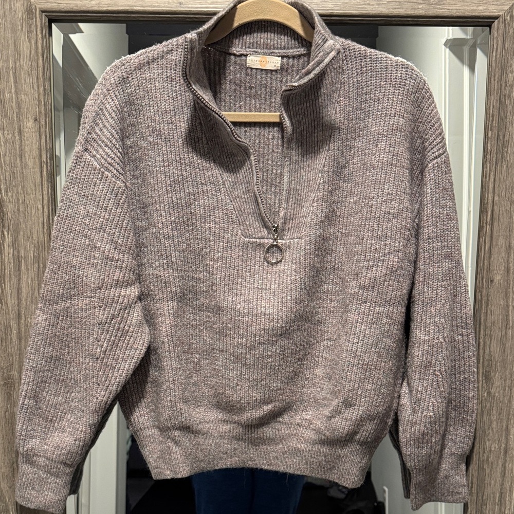 VICI Cozy Half-Zip Gray Sweater